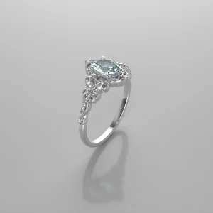 Aurora prsten 14kt – Aquamarine & DIA